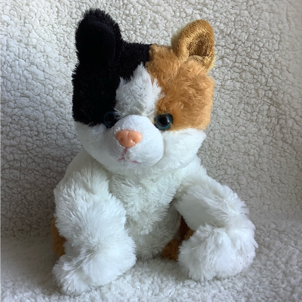 KELLYTOY Plush Puppet Calico Cat Kitten Hand Puppet Stuffed Animal Toy